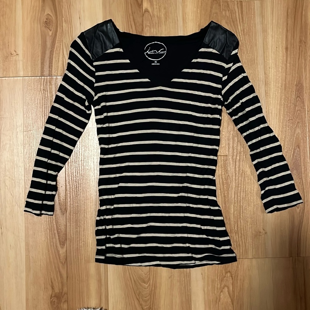 Black and Tan Striped Top INC